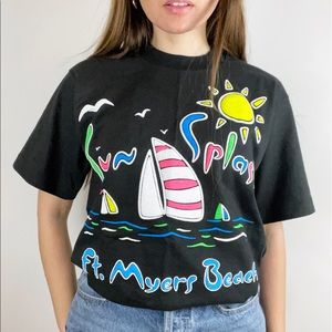 Vintage 80s/90s Ft. Myers Beach Florida Neon T-Shirt NWT